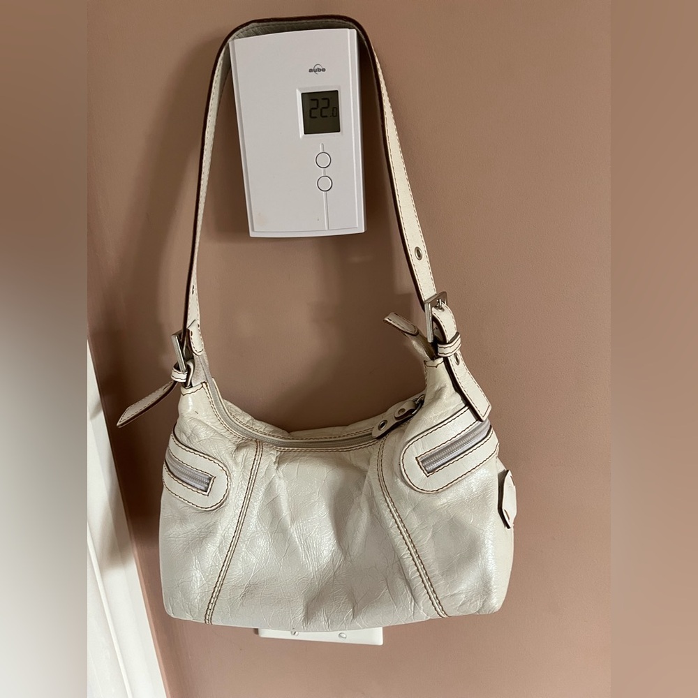 THE TREND. Elegant White Leather Shoulder Bag